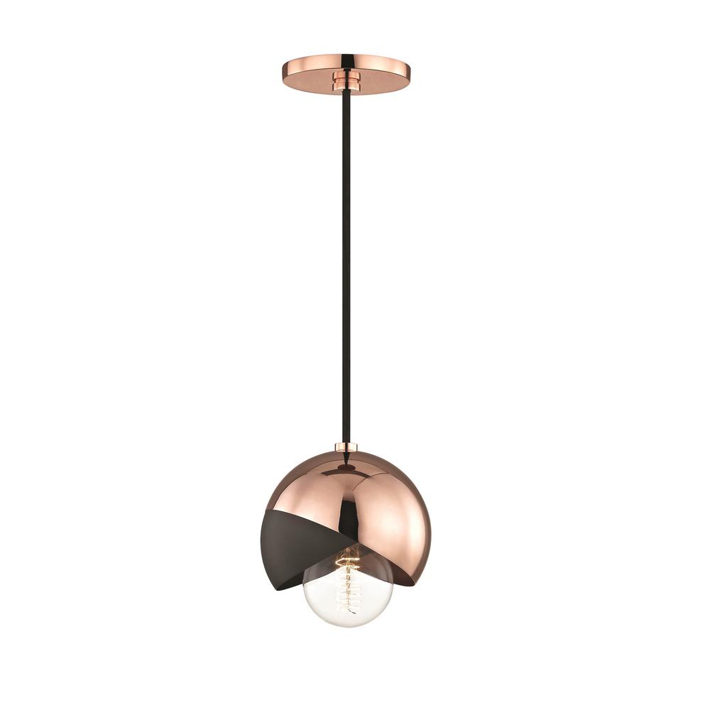 Mitzi By Hudson Valley Lighting Emma 1 Light Polished Copper Pendant Emma 1 Light Polished Copper Pendant With Black Accents