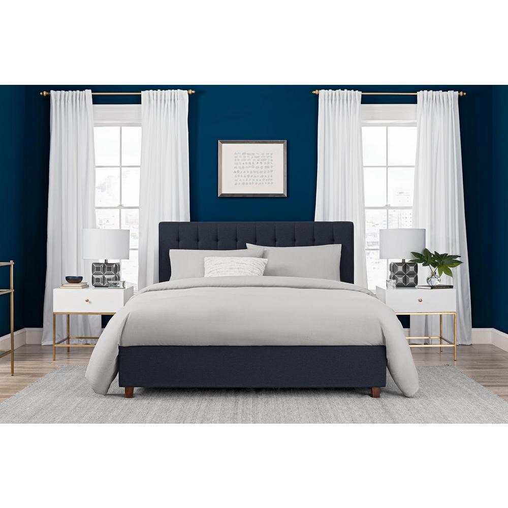 DHP Eva Blue Upholstered Linen Queen Size Bed Frame-DE97600 - The Home