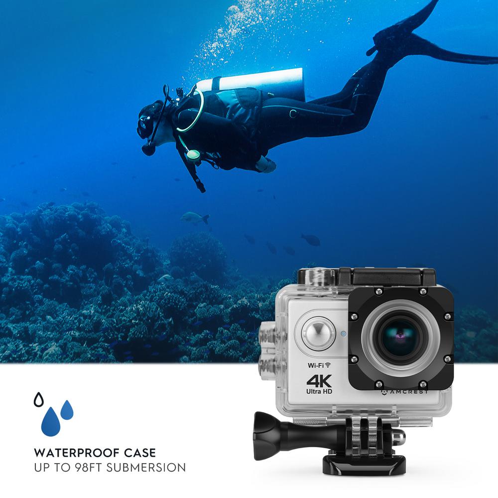 AC4K-600 Amcrest GO 4K Sports Action Camera 16MP Lens 170/° Wide Angle WiFi Sports Cam with Remote 1 Battery and Mounting Accessories Kit Underwater Waterproof Camera