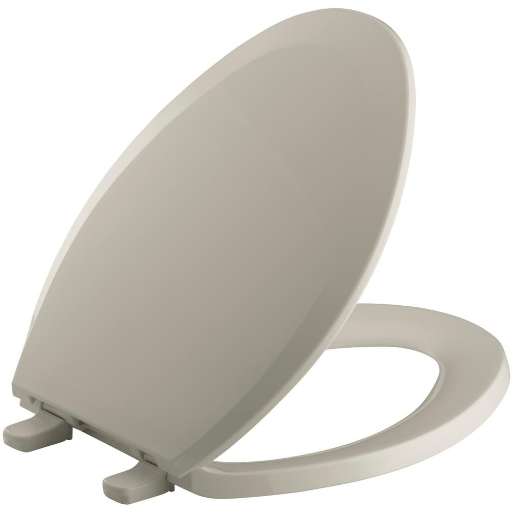 KOHLER Lustra Elongated Closed-Front Toilet Seat in Sandbar-K-4652-G9 ...