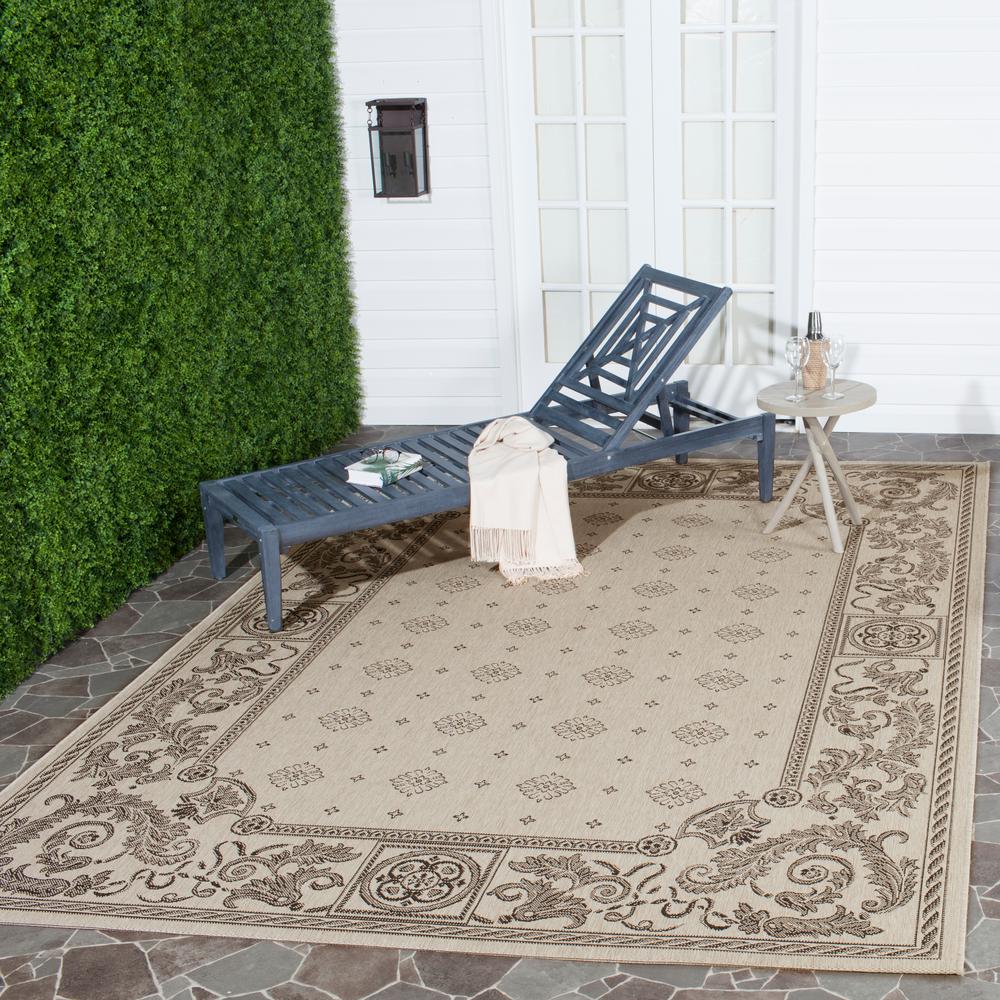 Safavieh Courtyard Sand/Black 8 ft. x 11 ft. Indoor/Outdoor Area Rug
