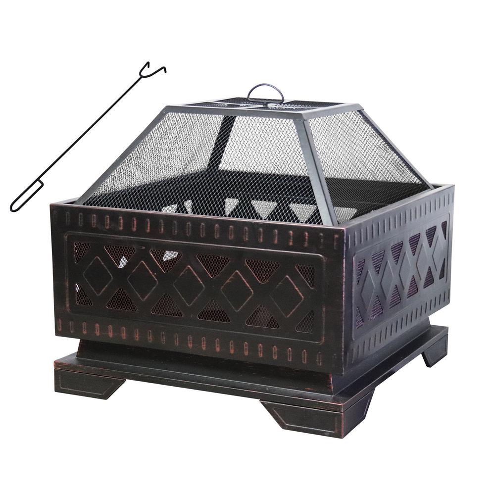 Maypex 25 In Square Steel Wood Burning Fire Pit 300161 The Home