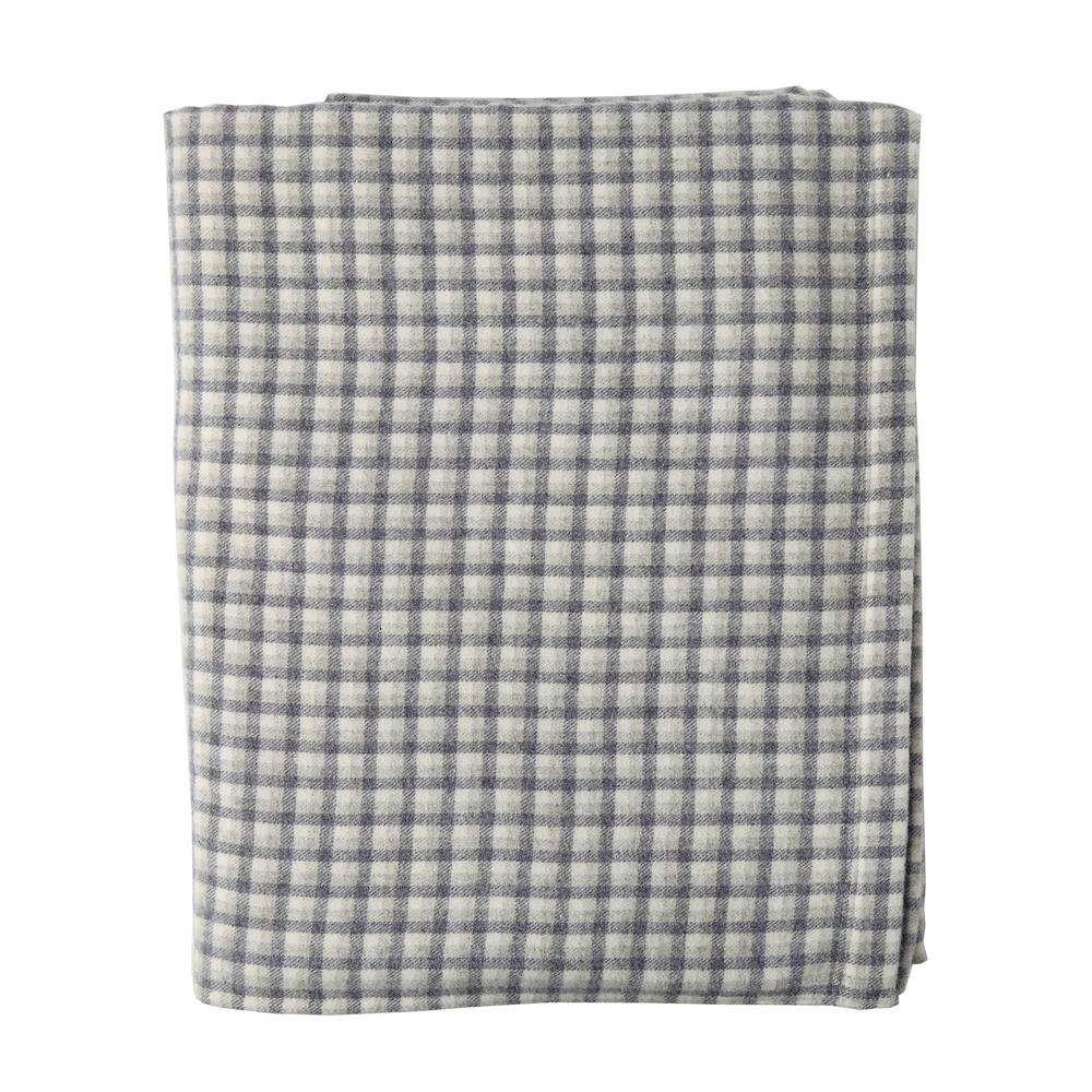 Washable Wool Gray Plaid Twin Woven Blanket