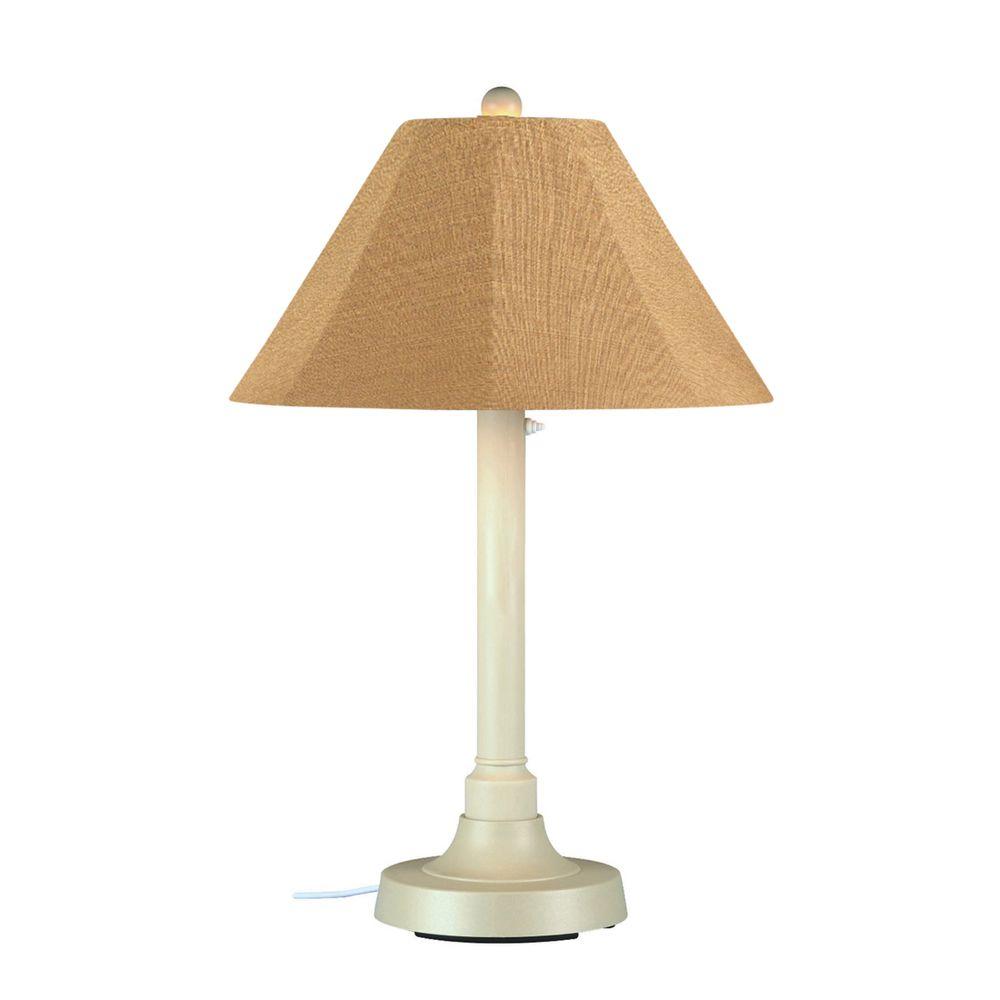 Patio Living Concepts San Juan 34 in. Outdoor White Table Lamp with Straw Linen Shade26111