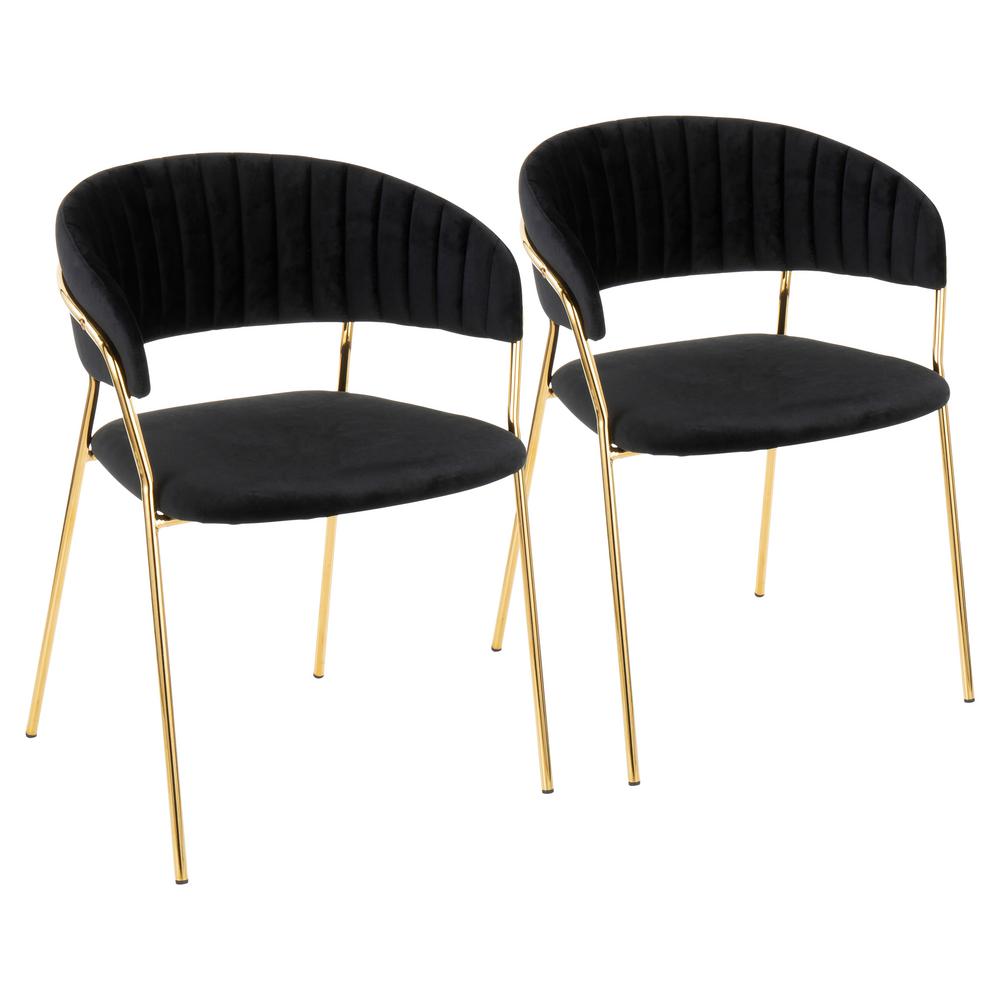 Upholstered Black Gold Dining Chairs Kitchen Dining Room Furniture The Home Depot
