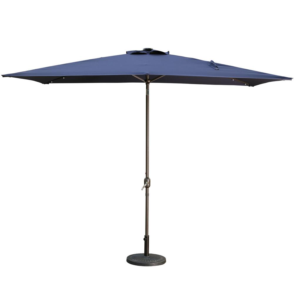 Casainc 10 Ft Aluminum Rectanglar Market Led Patio Umbrella In Navy Blue Wf Sm Rled300ny The Home Depot