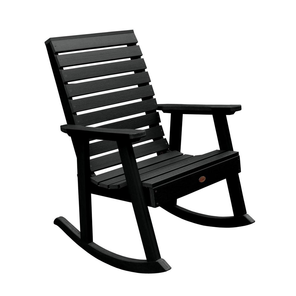 Highwood Weatherly Black Recycled Plastic Outdoor Rocking Chair