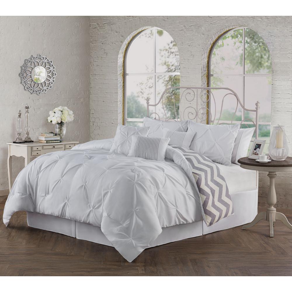 Avondale Manor Ella Pinch Pleat White King 7 Piece Comforter Avondale Manor Ella Pinch Pleat White King 7 Piece Comforter