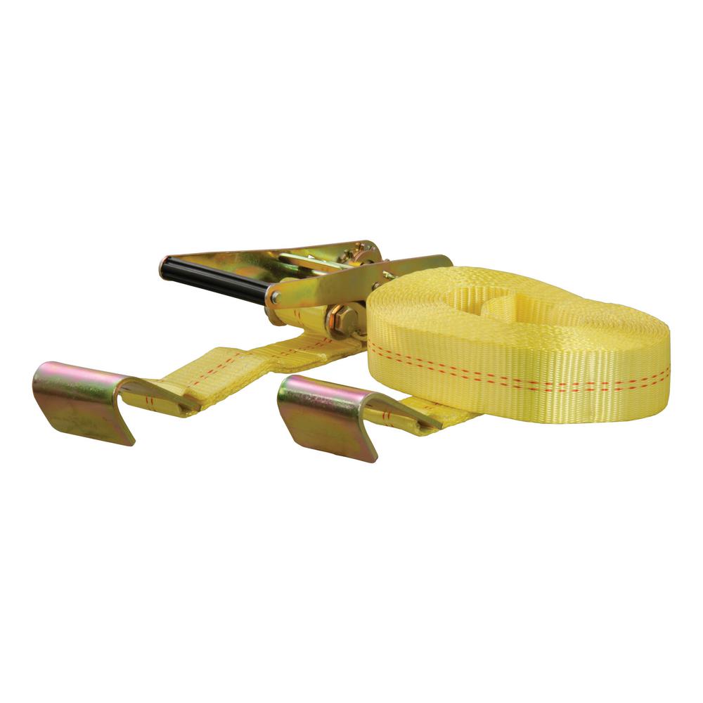 Curt 27 Yellow Cargo Strap With Flat Hooks 3 333 Lbs 83048