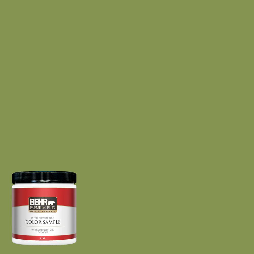 Behr Premium Plus 8 Oz M360 6 Bold Avocado Flat Interior Exterior Paint And Primer In One Sample
