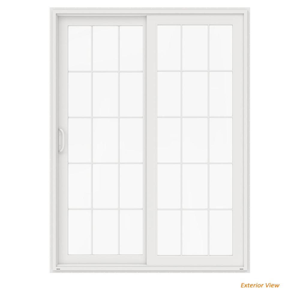 JELD-WEN 72 In. X 96 In. V-4500 White Vinyl Left-Hand 15 Lite Sliding ...