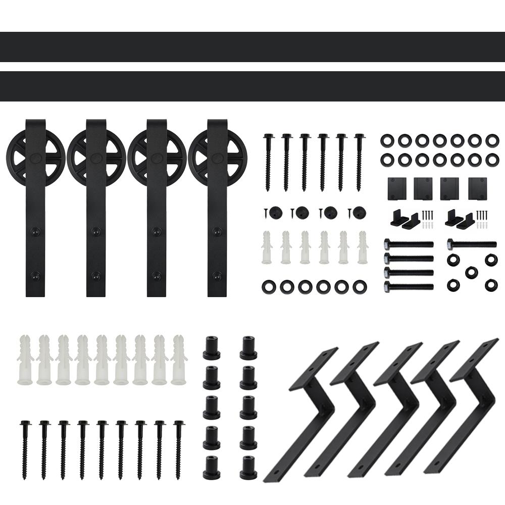 Winsoon 6 6 Ft 79 In Black Sliding Bypass Barn Door Hardware