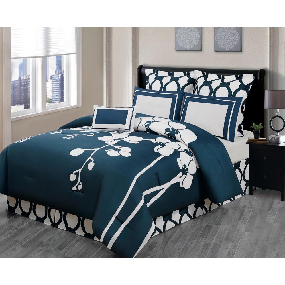 Living Colors 12 Piece Comforter Set Aqua Gray Tile Duck River April Orchidea Fl Reversible Indigo 6 Piece