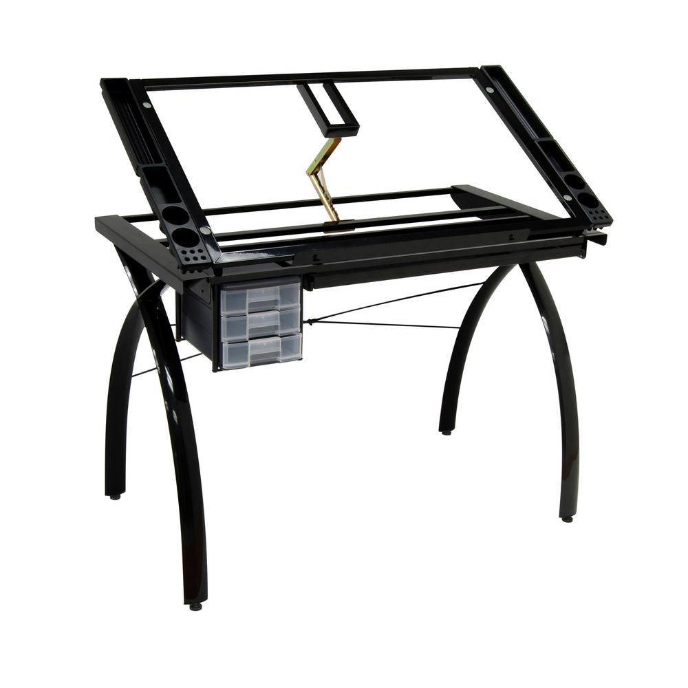 Desk Top Drafting Table Office Furniture Compare Prices At Nextag Studio Designs Futura Collection 38 In W Black Clear Gl