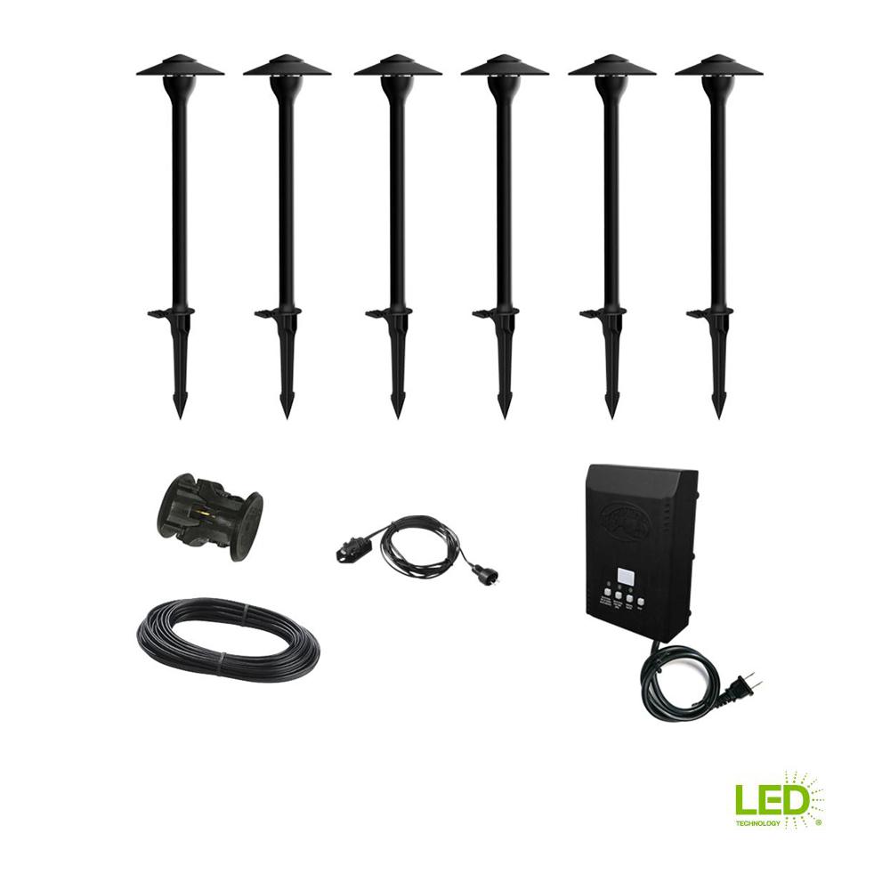 Black Low Voltage Walkway Path Lights Landscape Lighting Low Voltage 10 Watt Integrated Led Outdoor Black Landscape Path Light Kit 6