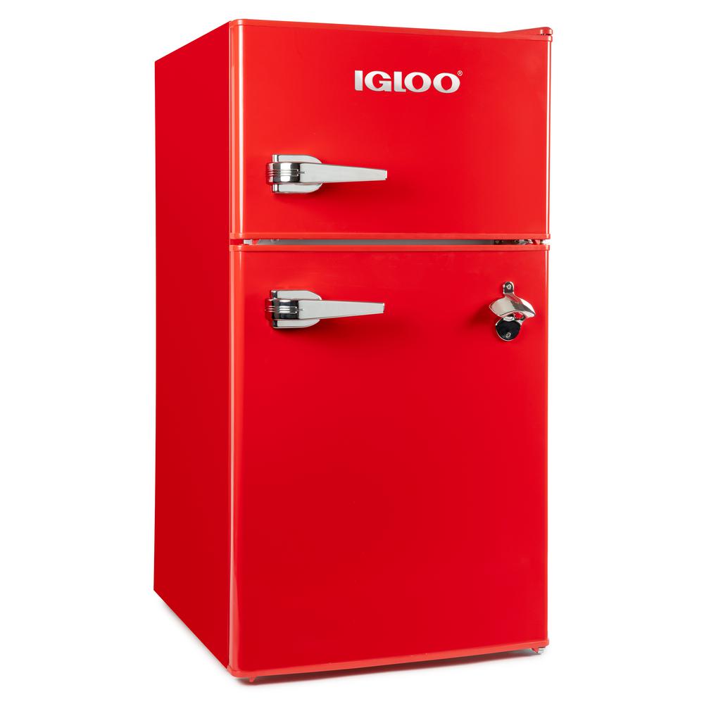 UPC 082677731050 product image for IGLOO 3.2 cu. ft. Classic Compact Double Door Mini Fridge Freezer, Red | upcitemdb.com