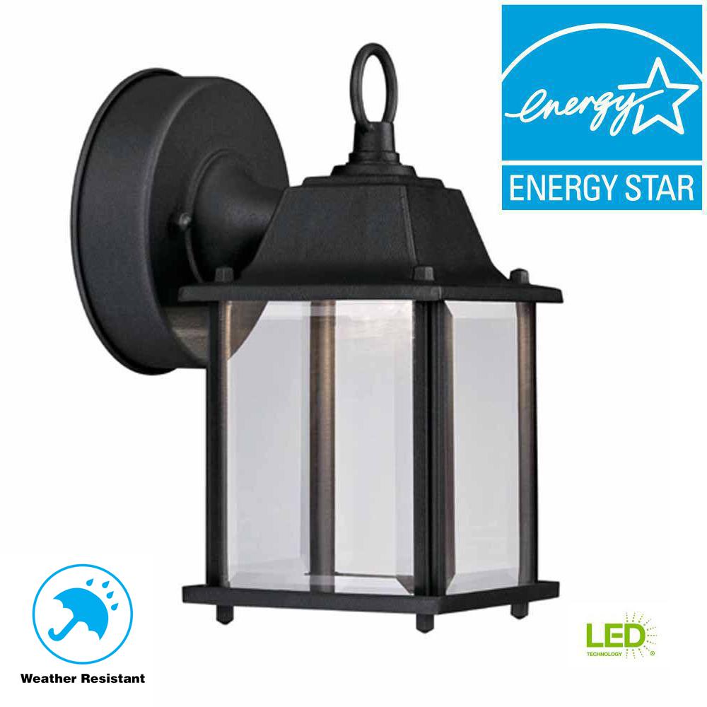 Outdoor Sconces Wall Lighting The Home Depot Black Outdoor Led Wall Lantern