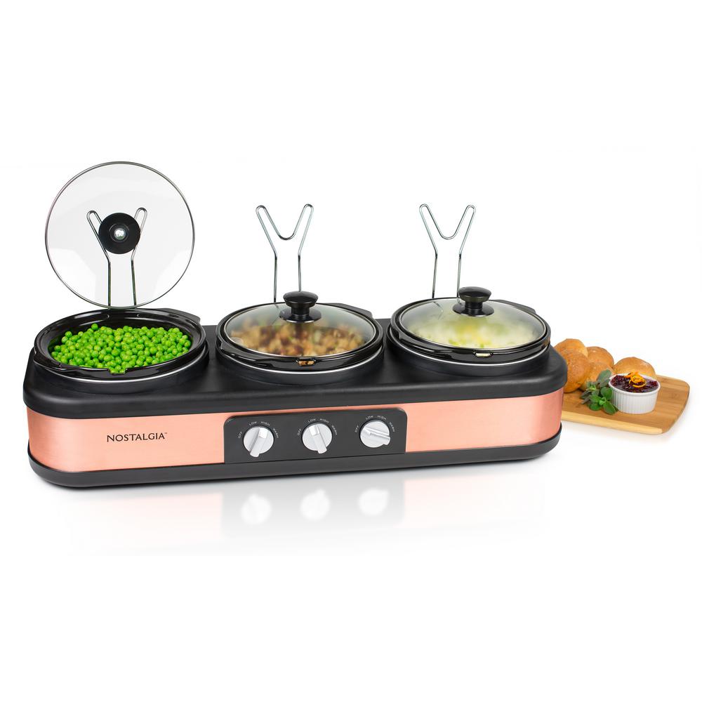 Nostalgia 3Station 2.5 Qt. Copper Slow Cooker with Temperature