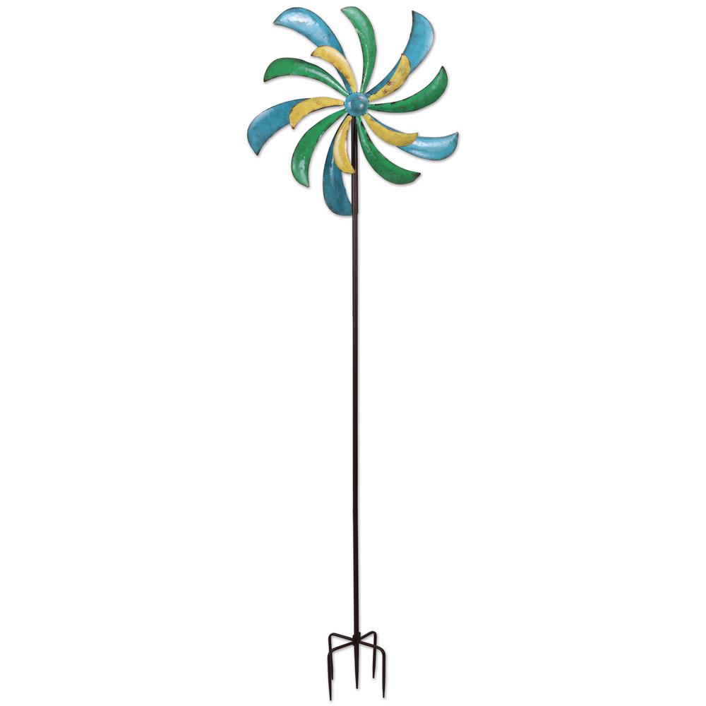 Solar Led Hydrangea Garden Stake 44 Tall With Alpine Solar 68 In Dual Kinetic Windmill Stake With Led
