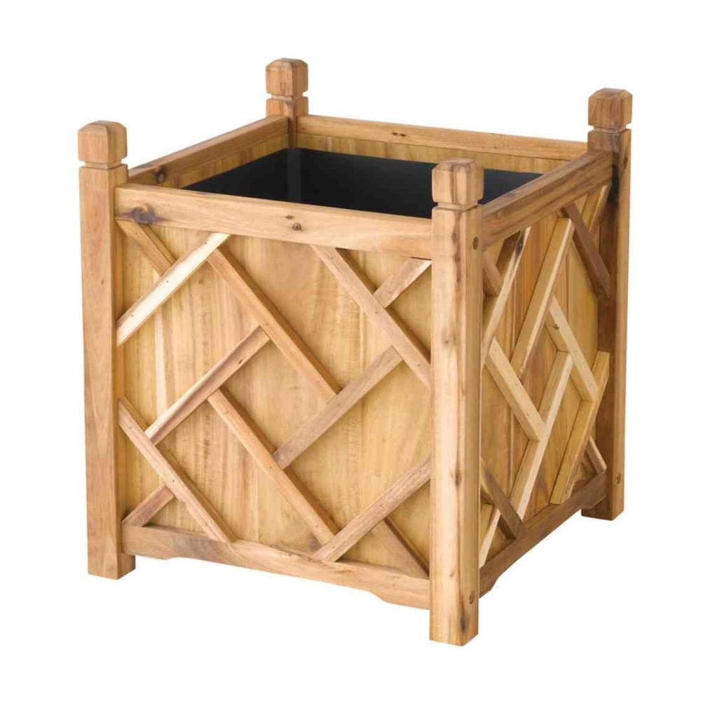Dmc Chippendale 18 In Square Natural Wood Planter 70209 The Home Square Natural Wood Planter