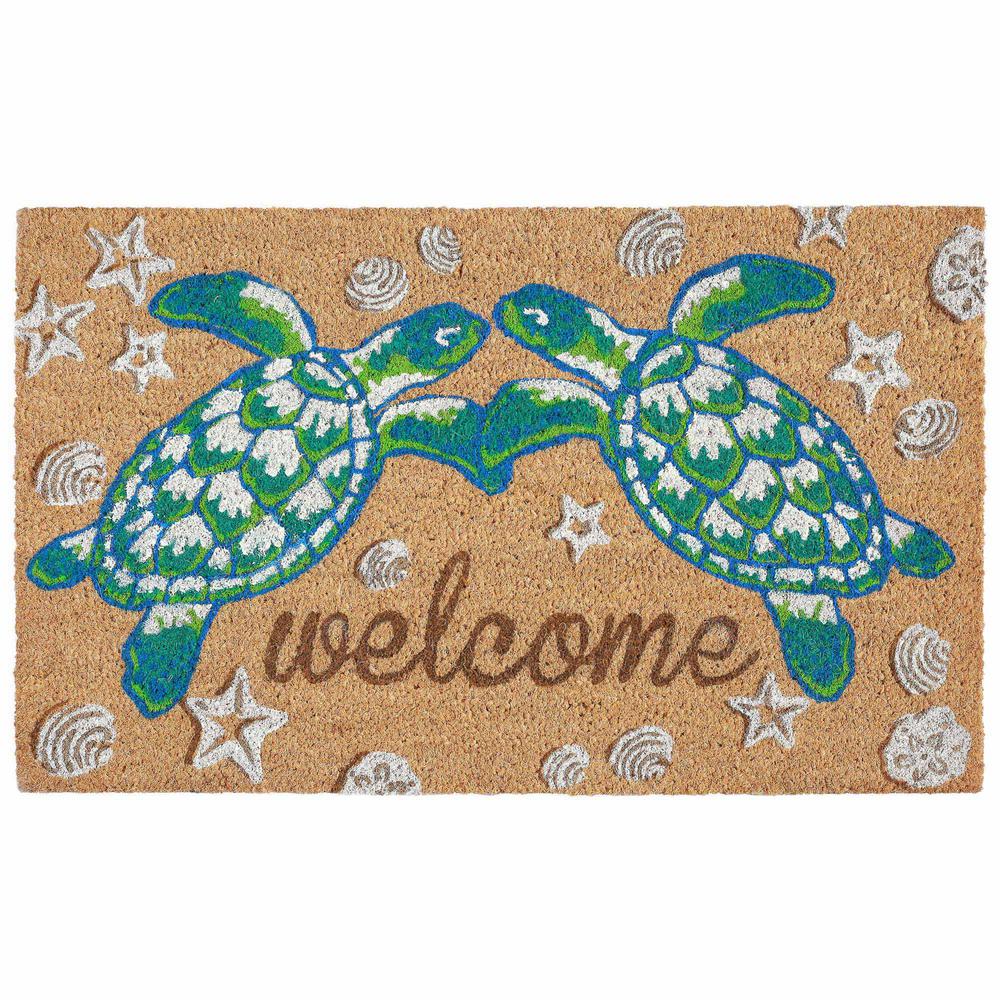 Natural Sea Turtle Welcome Outdoor Mat Natural 18 In X 30 In