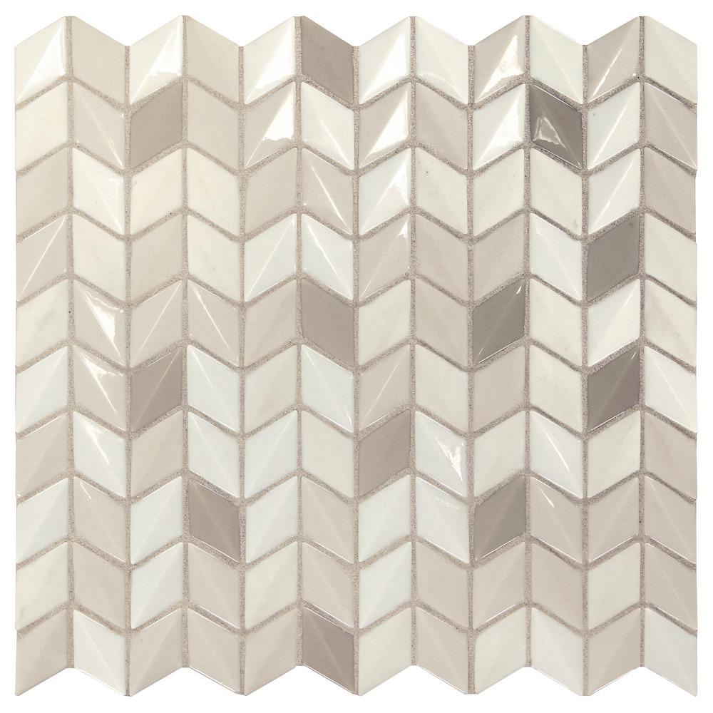 Daltile Premier Accents Stone Gray Mini Chevron 12 In X 12 In X 6 Mm Glass Mosaic Wall Tile 0 96 Sq Ft Piece Pa61mchevccms1p The Home Depot