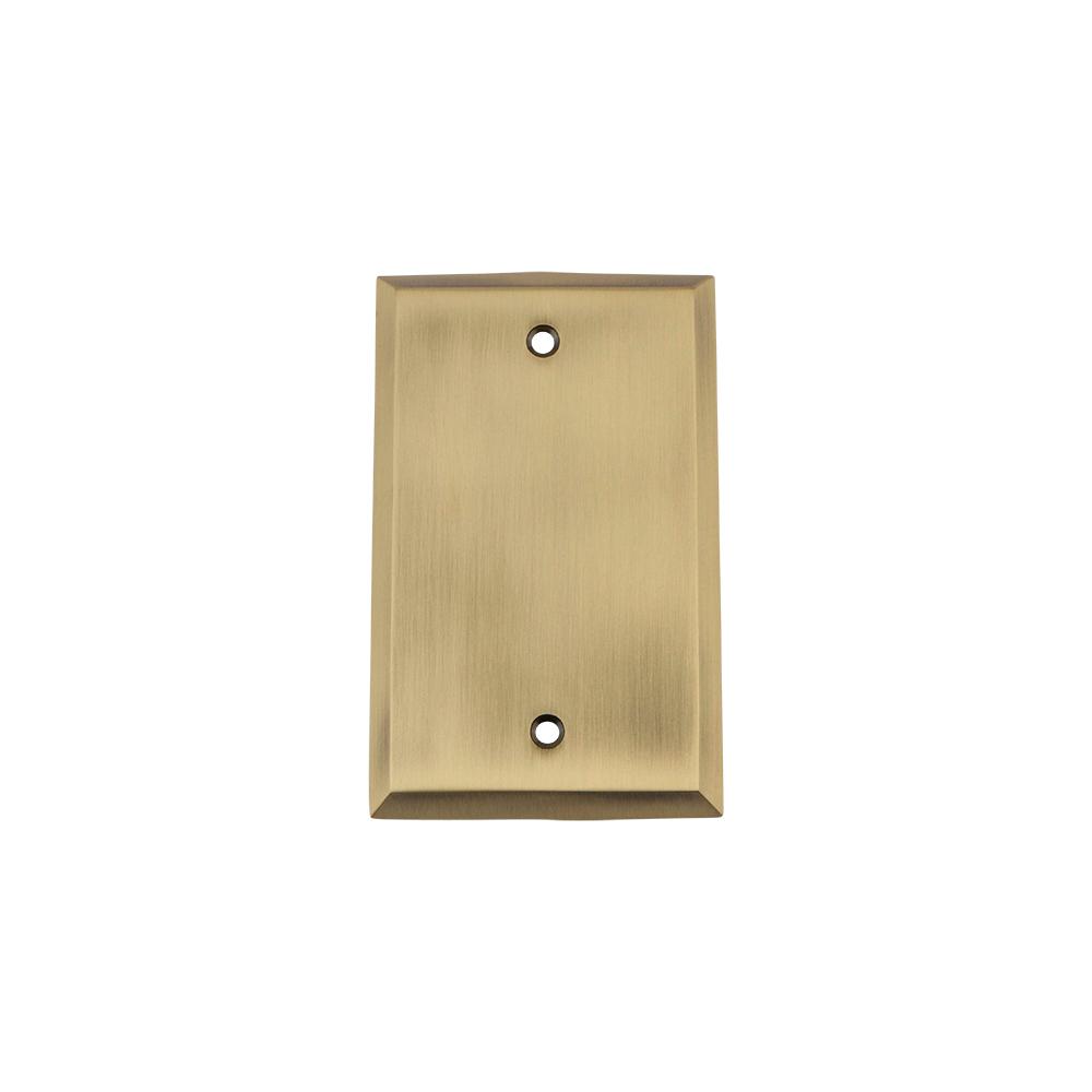 Nostalgic Warehouse New York Switch Plate with Blank Cover in Antique Brass by Nostalgic Warehouse