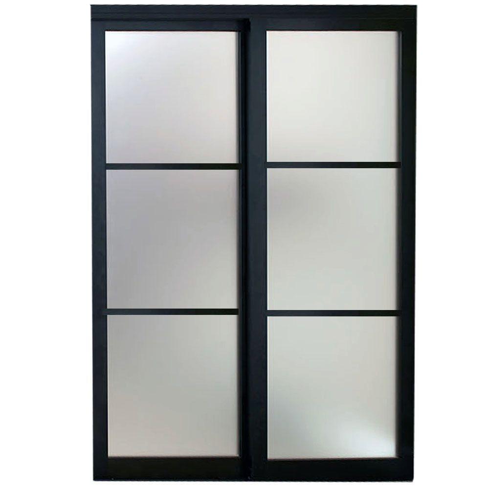 Contractors Wardrobe 96 In X Eclipse 3 Lite Mystique Glass Bronze Finish Aluminum Interior Sliding Door