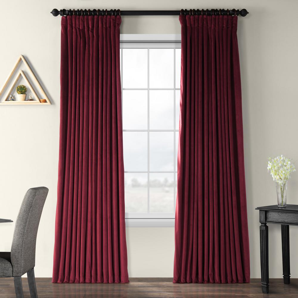 Exclusive Fabrics Furnishings Blackout Signature Burgundy Doublewide Blackout Velvet Curtain 100 In W X 120 In L 1 Panel VPCH VET1216 120 The Home Depot