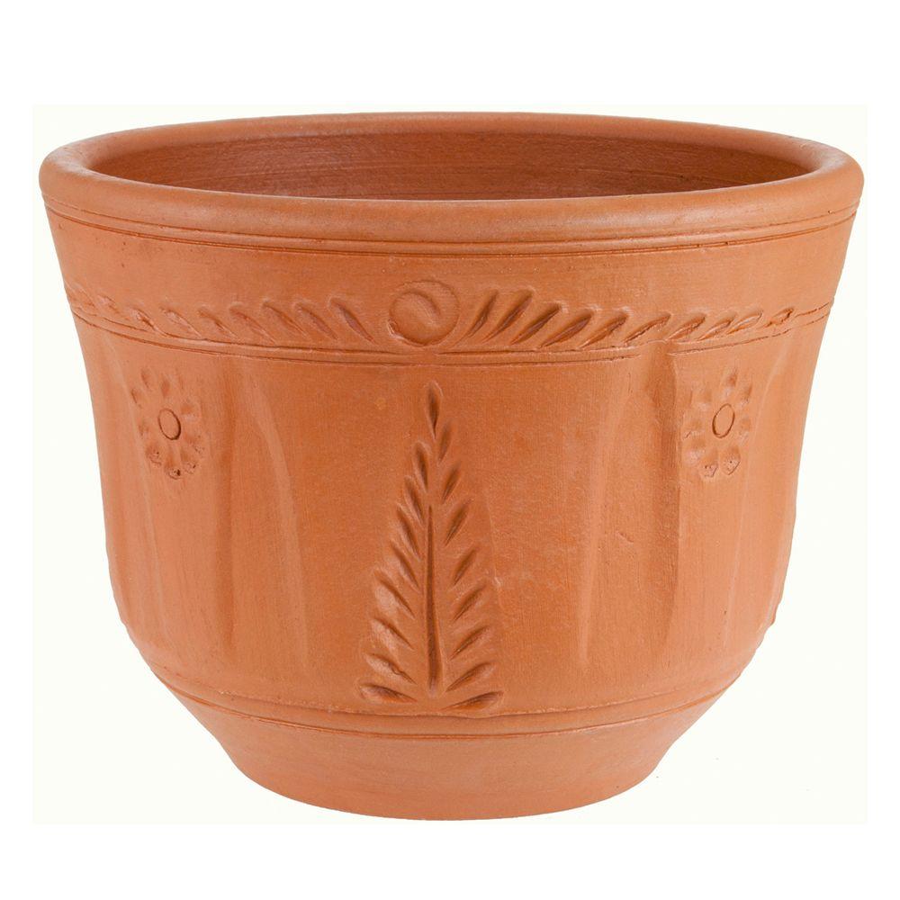 PR Imports 15 in. Round Terra Cotta Concave Clay VaseVEGP The Home Depot