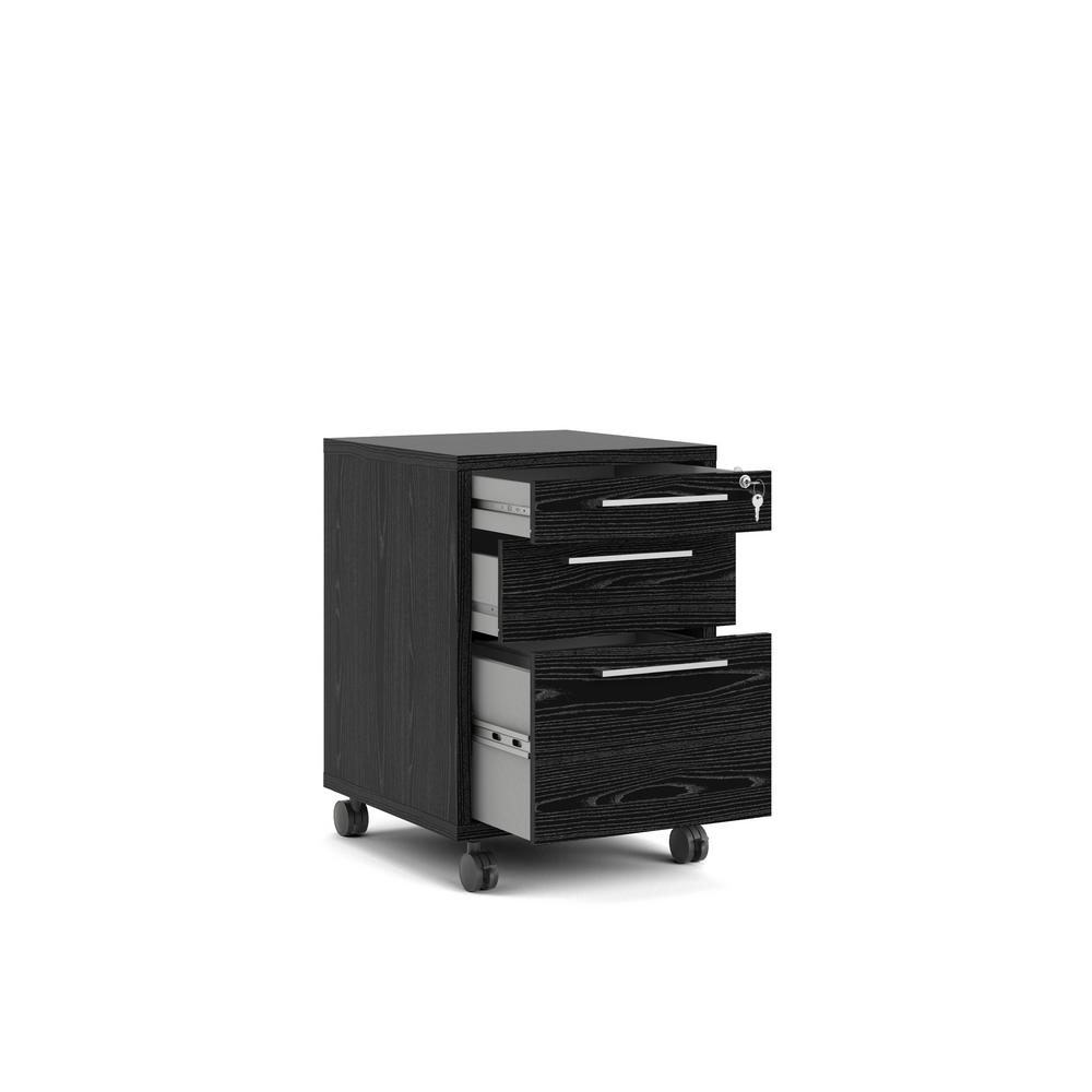 Tvilum Pierce Black Woodgrain 3 Drawer Mobile File Cabinet 8041861 The Home Depot