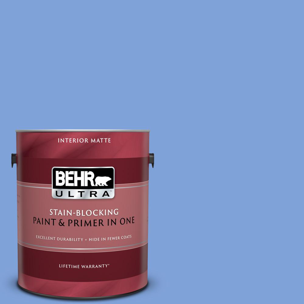 Behr Ultra 1 Gal P530 4 Periwinkle Matte Interior Paint And Primer In One