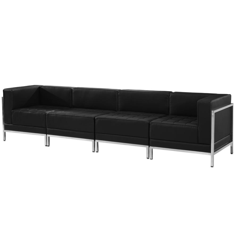 Flash Furniture Hercules Imagination Series 4 Piece Black Leather Flash Furniture Hercules Imagination Series 4 Piece Black Leather Lounge Set