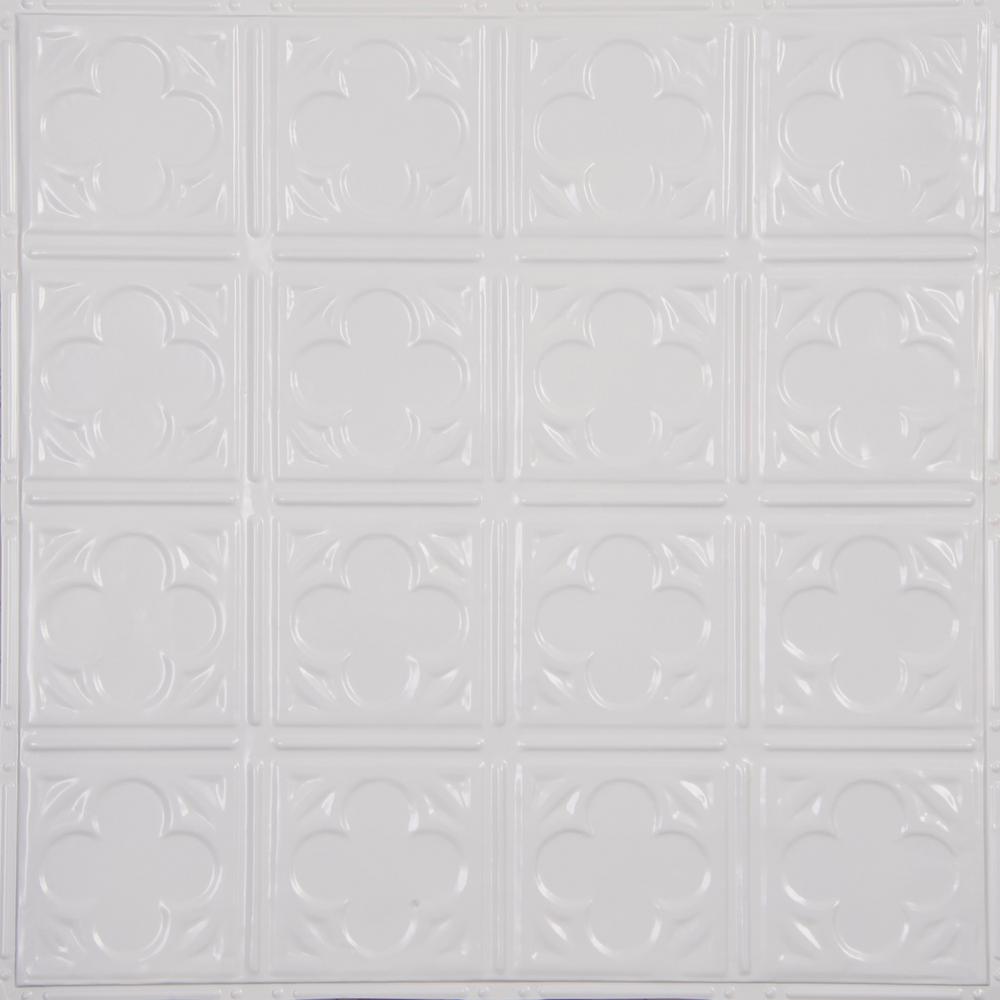 AMERICAN TIN CEILINGS Pattern #35 in Bright White Satin 2 ft. x 2 ft ...