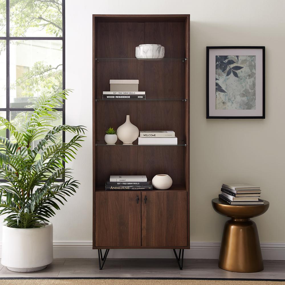 Walker Edison Furniture Company 68 In Dark Walnut Mid Century Modern Storage Cabinet Hd8020 The Home Depot