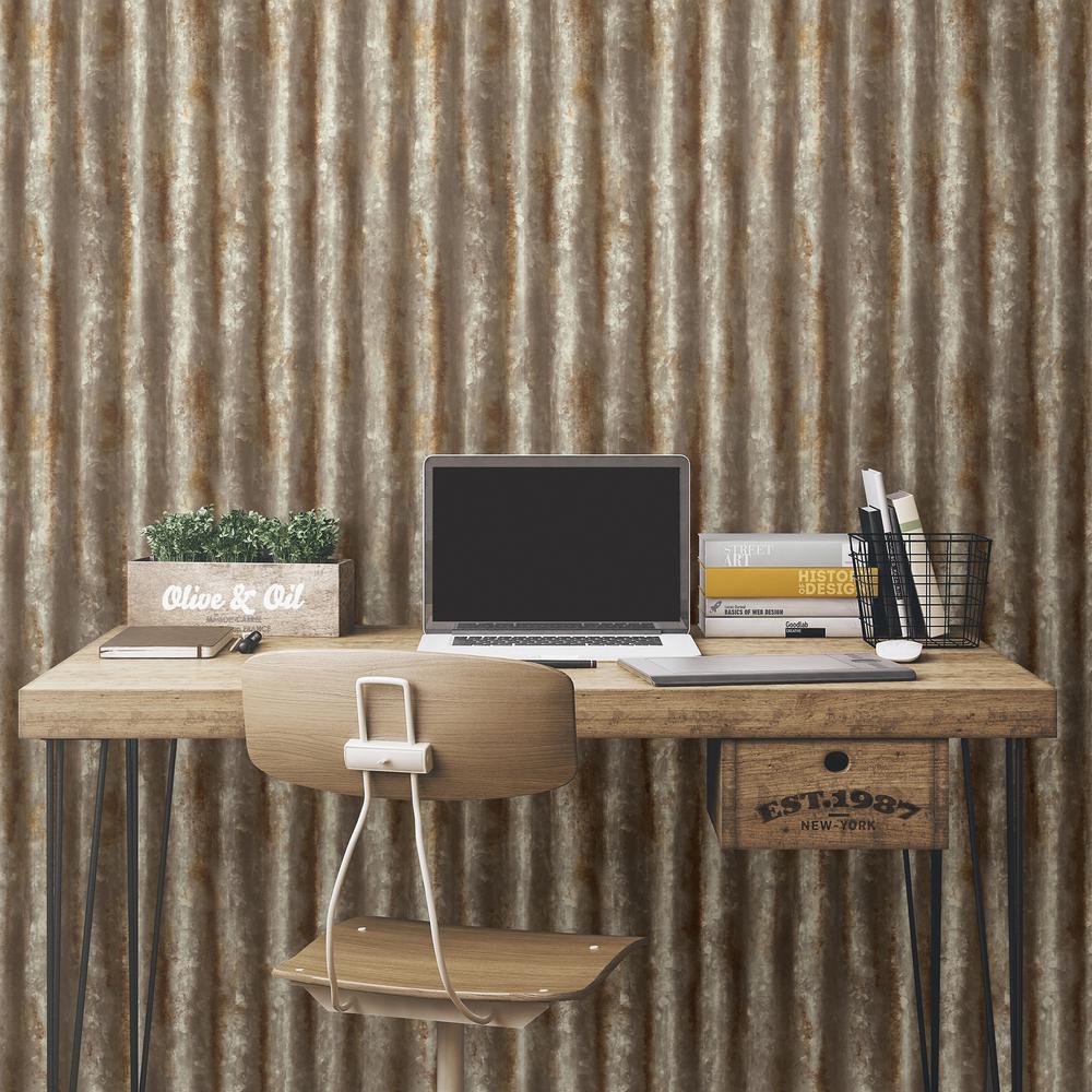 56 4 Sq Ft Kirkland Rust Corrugated Metal Wallpaper