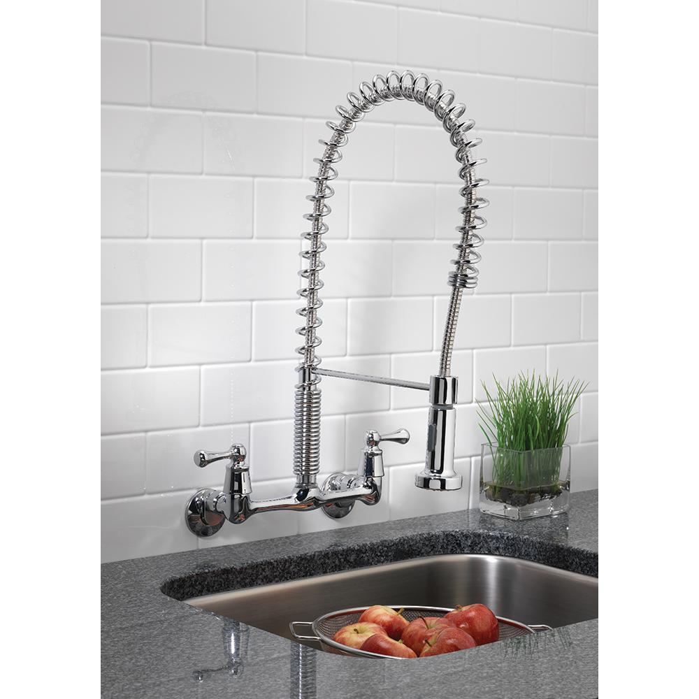 Tosca 2 Handle Wall Mount Pull Down Sprayer Kitchen Faucet In Chrome 255 K820 T The Home Depot