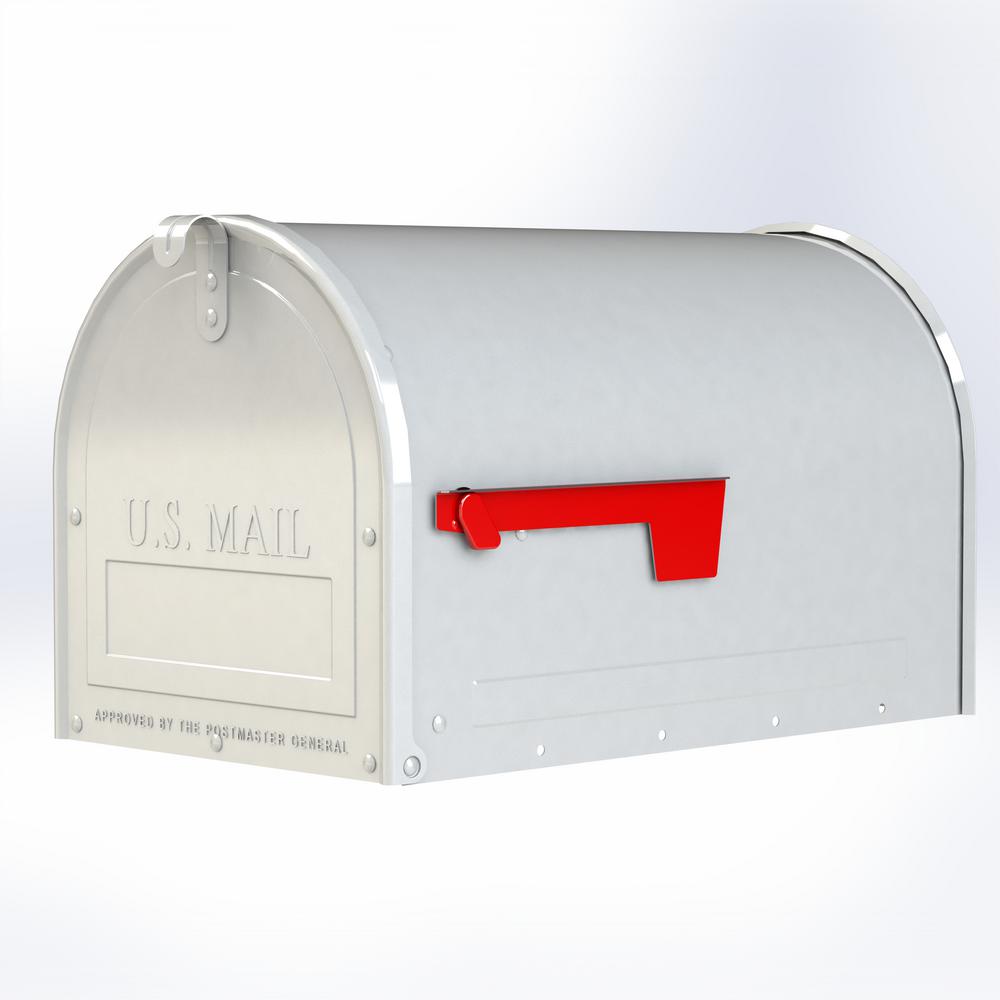 Gibraltar Mailboxes Marshall White Post Mount Locking MailboxMLM16KW1