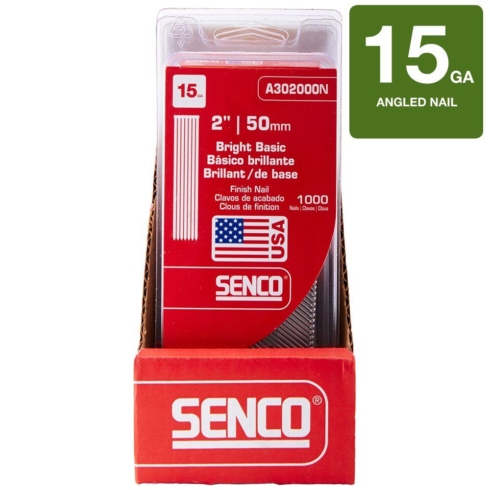 Senco 2 in. x 15Gauge 34 Degree Bright Basic Brad NailsA302000N The