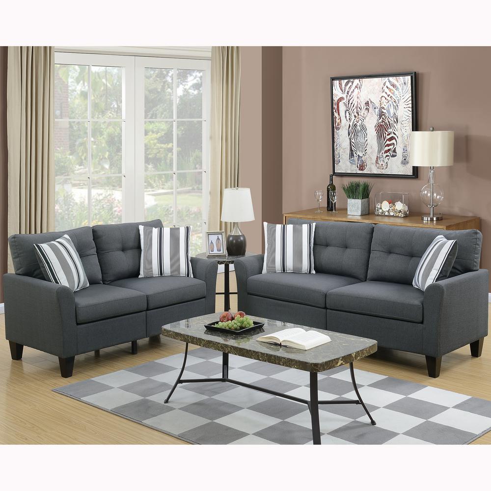 Venetian Worldwide Sardinia 2-Piece Charcoal Sofa Set-VENE ...