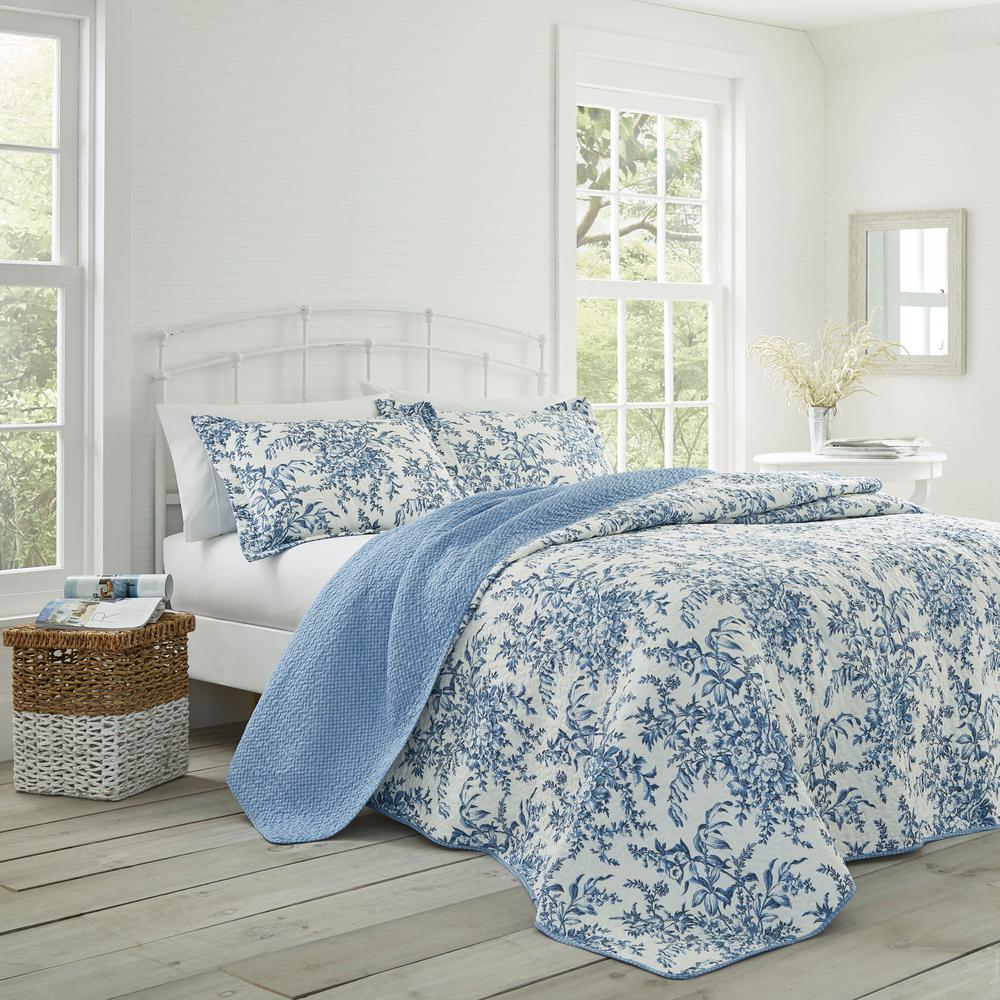 Laura Ashley Bedford 3 Piece Delft King Quilt Set 185748 The Home Laura Ashley Bedford 3 Piece Delft King Quilt Set