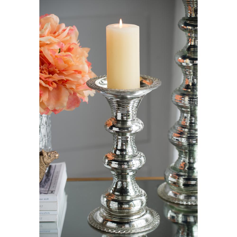 Litton Lane Silver Teardrop-Shaped Glass Candle Holders with Iron ...