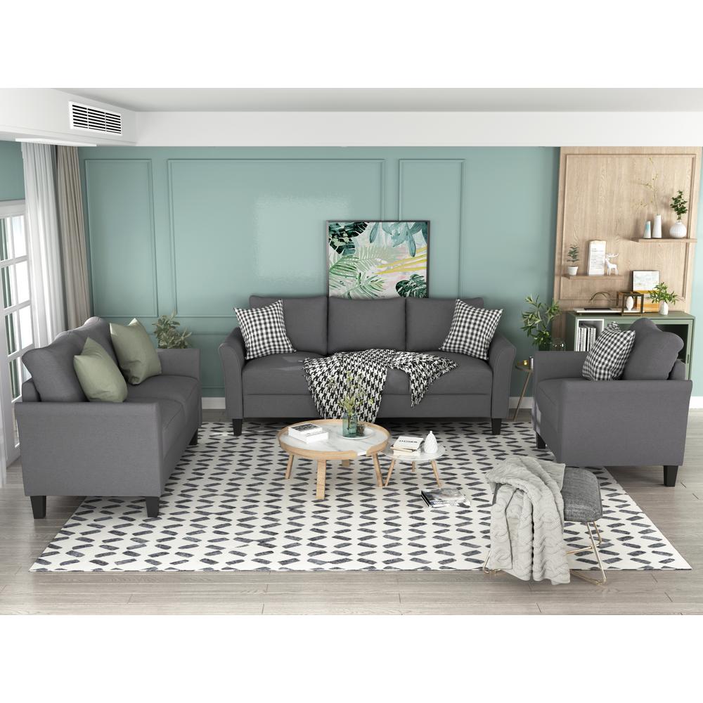 Boyel Living Classic Grey 3 Piece Dark Grey Living Room Set Sectional Sofa BH WY000036EAA The Home Depot
