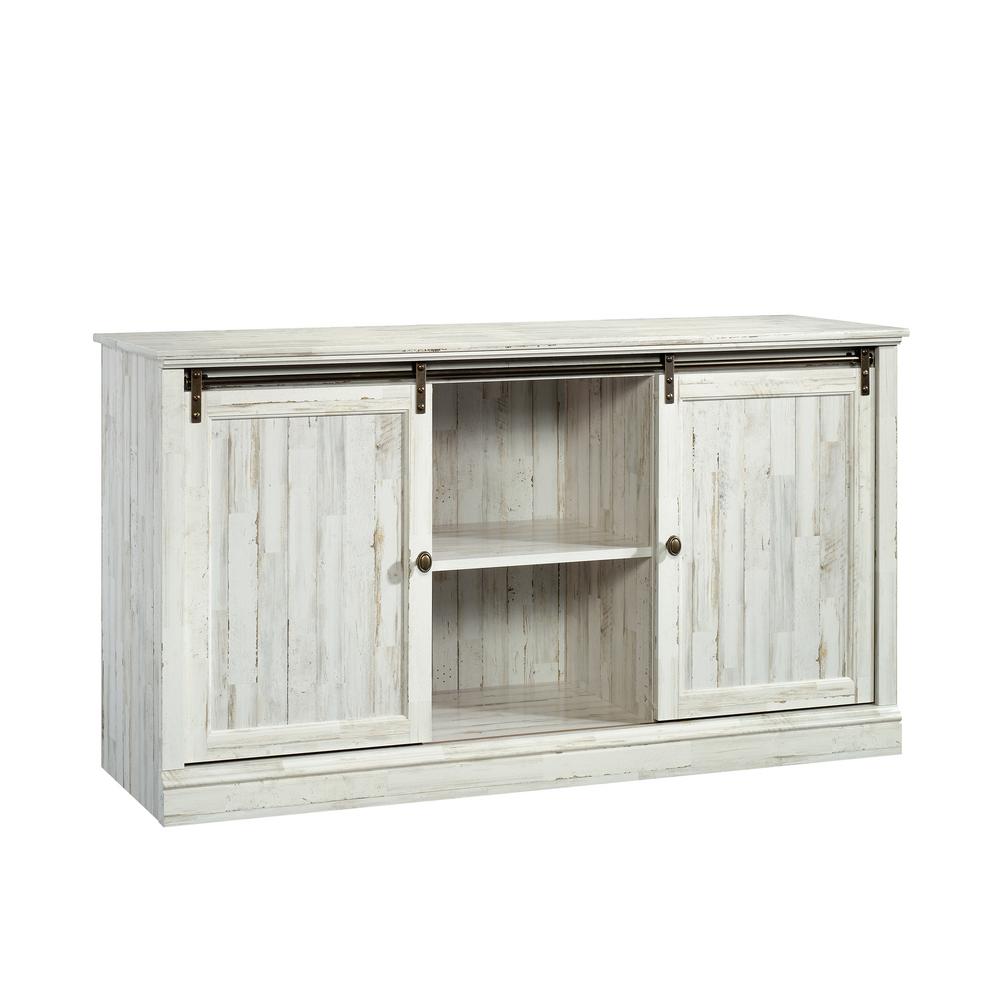 Sauder Barrister Lane White Plank 60 In Entertainment Credenza