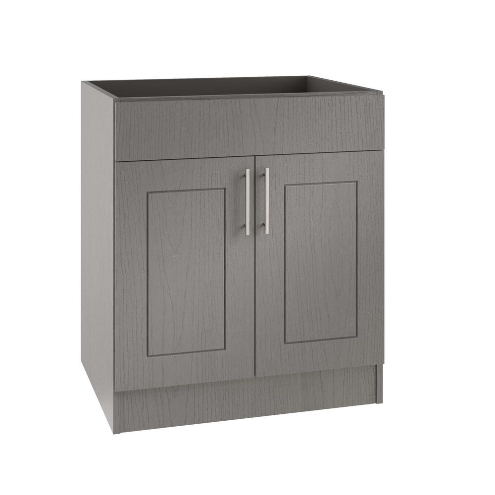 Weatherstrong Assembled 30x34 5x24 In Palm Beach Island Sink Outdoor Kitchen Base Cabinet With 2 Doors In Rustic Gray