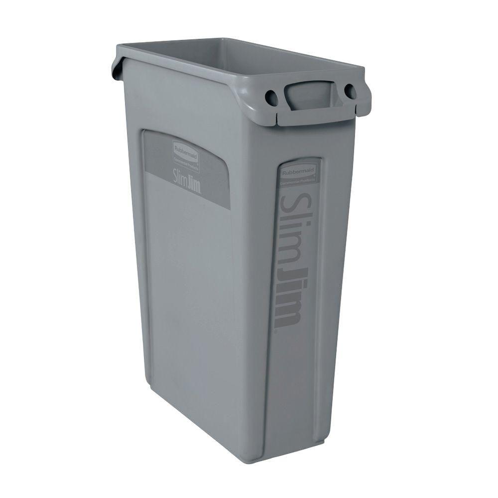 Rubbermaid Commercial Products Slim Jim 23 Gal Gray Vented Trash Can 2001581 The Home Depot