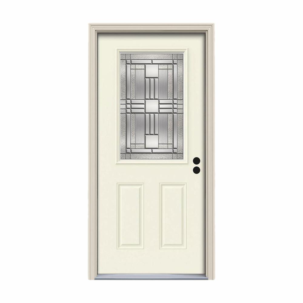 Jeld Wen 32 In X 80 In 1 2 Lite Cordova Vanilla Painted Steel
