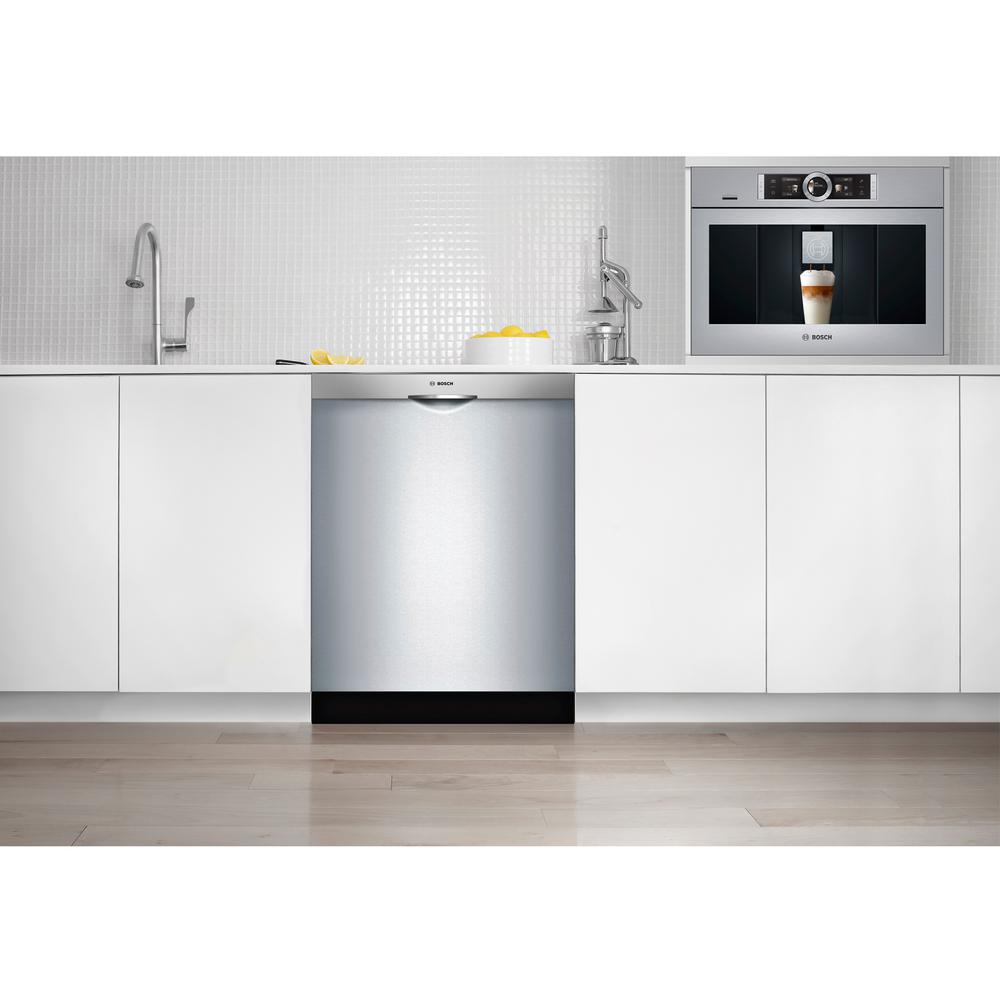 Stainless Bosch SPX68U55UC 18 800 Series Dishwasher with 10 Place Settings Fully Integrated Control Panel 44 dBA Quiet Operation Stainless Steel Euro Tub and AquaStop Plus Protection