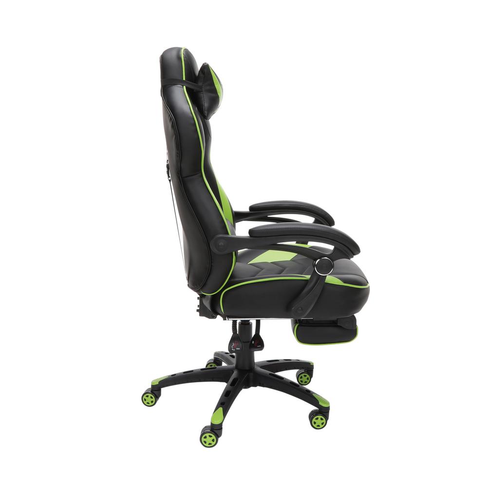 Unbranded 110 Racing Style Gaming Chair Reclining Ergonomic Leather Chair With Footrest In Green Rsp 110 Grn Rsp 110 Grn The Home Depot