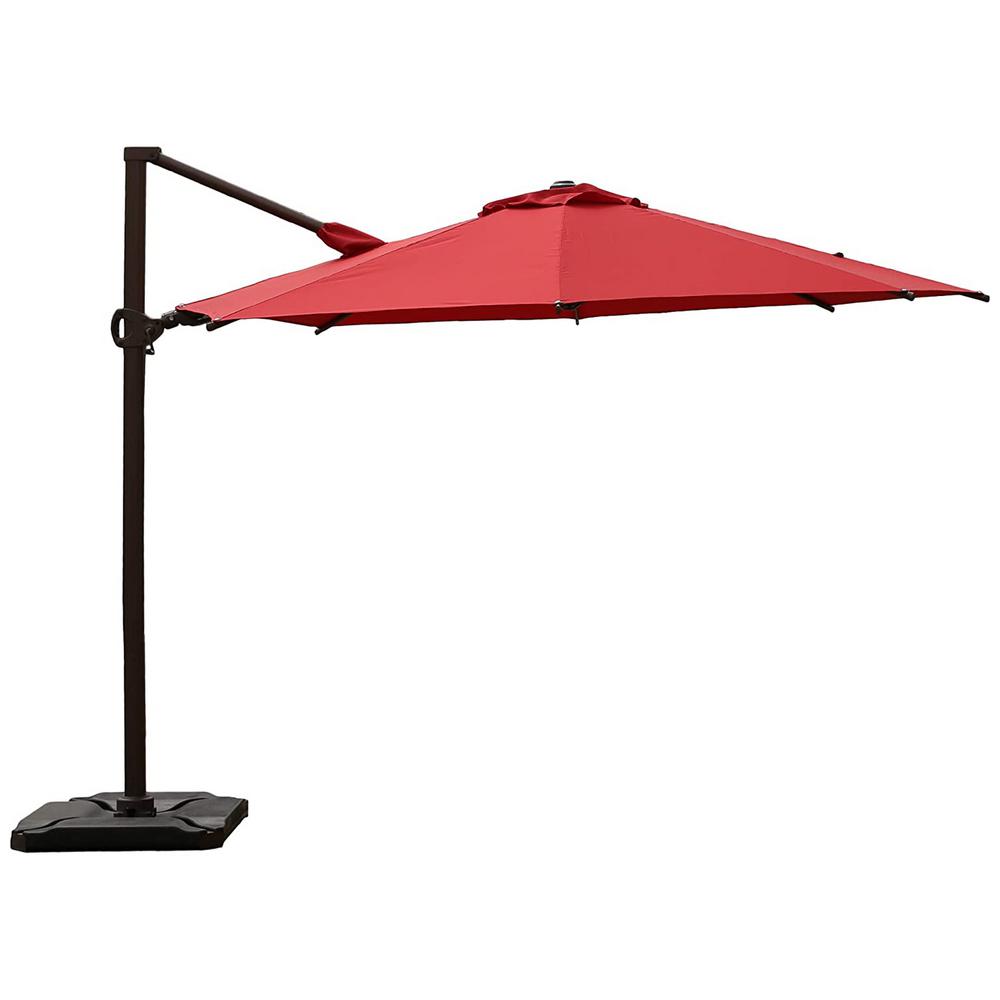 Abba Patio 10 Ft 360 Degree Rotating Aluminum Cantilever Patio Umbrella With Base Weight In Dark Red Hdtrc300dr The Home Depot